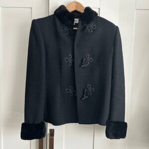 Vintage Velentino Black Wool and Fur Jacket Blazer
